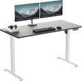 One-Piece Electric Standing Desk, 48 x 24 Inch Adjustable Height Sit to Stand Up Desk for Home Office, Work & Study, Black Frame & Brown Desktop (2 Packages)