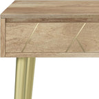 SIMPLIHOME Jager Console Table - 48 Inch Wide Solid Mango Wood Sofa Table in Natural, Mid-Century Modern Storage Table for Entryway or Living Room with 2 Drawers, Brass Inlay, and Gold Metal Legs
