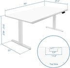 Mount-It! 60" Electric Standing Desk – White Adjustable Height Sit Stand Desk with One-Piece Desktop, Memory Presets, Ergonomic Beveled Edge, White Frame & White Top