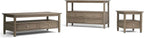 SIMPLIHOME Warm Shaker Coffee Table - 48 inch Wide Solid Wood Cocktail Table in Distressed Grey, Transitional Living Room Table with 2 Storage Drawers and Open Shelf for Sitting Area or Lounge