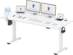 FLEXISPOT 79 x 32 Inch Large Standing Desk, Stand Up Desk with Splice Board, Rising Desks for Home Office, Office Desk with Cup Holder and Headphone Hook (White Frame + White Top, 2 Packages)