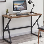 HSH Home Office Computer Desk, Industrial Modern Simple Metal Wooden PC Laptop Executive Desk, Farmhouse Student Computer Table for Work Study Writing Gaming in Bedroom Living Room, Rustic Oak 47 Inch