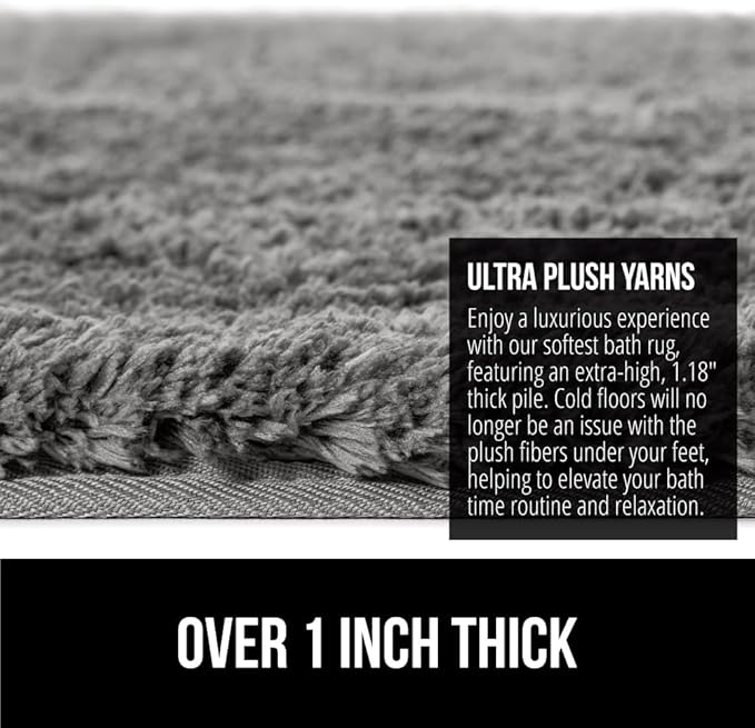 GORILLA GRIP Bathroom Rugs, 30x20, Ultra Soft Absorbent Mat, Thick Plush Bath Rug, Machine Washable, Microfiber Quick Dry, Mats for Shower, Bathtub and Floor, Home Decor Accessories, Gray