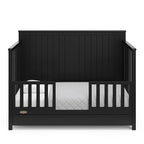 Graco Hadley 5-in-1 Convertible Crib with Drawer (Black) – Combo, Includes Full-Size Nursery Storage, Converts from Baby Crib to Toddler Bed, Daybed