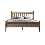 Queen Size Bed Frame with Headboard & Footboard, Solid Wood Platform Design, Center Metal Legs with 12 Durable Slatted Base, No Box Spring Needed, Anti-Slip & Noise-Free, Barnwood Finish, WCQ-30