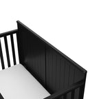 Graco Hadley 5-in-1 Convertible Crib with Drawer (Black) – Combo, Includes Full-Size Nursery Storage, Converts from Baby Crib to Toddler Bed, Daybed