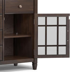 SIMPLIHOME Connaught Buffet - 60 inch Wide Solid Wood 3-Door Sideboard Buffet in Chestnut Brown, Traditional Storage Cabinet for Dining Room or Kitchen with Adjustable Shelves and Classic Molding
