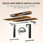 Veken 47.2"×27.6" Standing Desk with Storage Drawers, Adjustable Height Computer Table with Monitor Shelf, Home Office Desk for Study, Gaming, Workstation, Brown