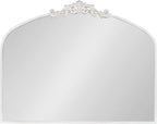 Kate and Laurel Arendahl Ornate Traditional Arched Mirror; 36 x 29; White; Decorative Baroque Style Arched Wall Mirror with Wide Frame and Ornamental Crown