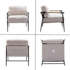 HEAH-YO Modern Accent Chairs Set of 2, Upholstered Living Room Chairs with Backrest and Metal Legs, Comfy Armchairs Side Chairs for Bedroom, Beige