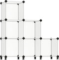 SONGMICS 6 Cube Storage Organizer, DIY Closet Shelf, Plastic Clothes Organizer, Modular Bookcase, 11.8 x 11.8 x 11.8 Inch Cubes, with Feet and Rubber Mallet, White ULPC06W
