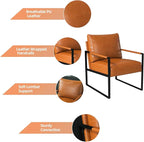 INZOY Accent Arm Chair with Metal Frame Set of 6, Comfy Living Room Chair with Plump Backrest and Cushion, Mid Century Modern Chair with Sturdy Structure, Easy to Clean, Brown