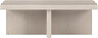 Henn&Hart 44" Fluted Rectangular Wood Pedestal Low-Profile Coffee Table for Living Room, Family Room or Office, Alder White