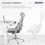 Nouhaus Ergo Fit Ergonomic Mesh Office Chair High Back Adjustable Lumbar Support Headrest and Adjustable Flip-up Armrests, Comfy Desk Chairs Swivel Computer Gaming Chair Tilt Function(N20, Grey)