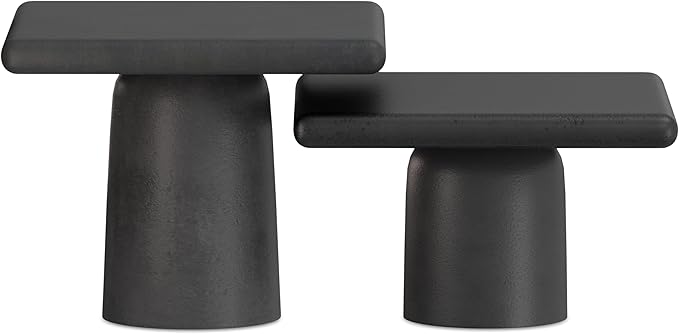SIMPLIHOME Zachary Coffee Table 2-Piece Set - 42 inch Wide Cast Aluminum Square Living Room Tables in Graphite and Black Nickel, Contemporary Nesting Center Table Set with Flexible Style, Assembled