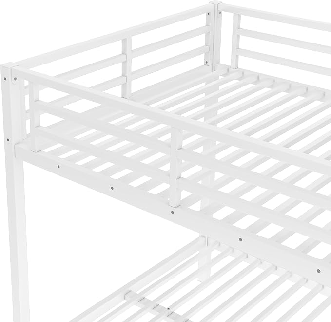 Bellemave Full Over Full Bunk Bed for Adults, Full Size Bunk Beds Frame with Build in Ladder and Full Length Guardrail, Easy Assemble Bunkbeds, Noise Reduced, Mattress Not Included, White