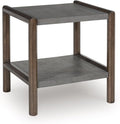 Signature Design by Ashley Kallenny Contemporary End Table with Faux Cement Top and Open Shelf, Dark Brown & Gray