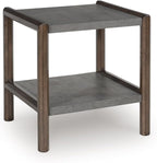 Signature Design by Ashley Kallenny Contemporary End Table with Faux Cement Top and Open Shelf, Dark Brown & Gray