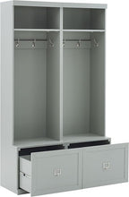 Crosley Furniture Harper 2-Piece Hall Tree Entryway Set with Storage Bench and Coat Rack Hooks for Hanging, Gray
