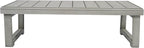 Christopher Knight Home Olaf 4 Pieces Outdoor Conversation Set, Acacia Wood Chat Set, Rectangular Coffee Table and Patio Loveseat with 2 Club Chairs, Patio Furniture Set with Cushion, Beige+Light Grey