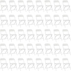 40 Pack White Plastic Folding Chairs, Portable Party Chairs, Stackable Commercial Seats with Steel Frame for Home Office Wedding Party Indoor Outdoor Events Chairs, 350lbs Capacity