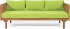 Christopher Knight Home Claremont Outdoor 3 Seater Daybed with Cushions - Acacia Wood - Teak/Green