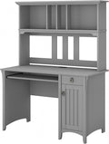 Bush Furniture Salinas Computer Desk with Hutch | Study Table with Drawers, Cabinets & Pullout Keyboard/Laptop Tray | Modern Home Office Desk in Cape Cod Gray | Work Desk with Storage