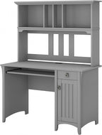 Bush Furniture Salinas Computer Desk with Hutch | Study Table with Drawers, Cabinets & Pullout Keyboard/Laptop Tray | Modern Home Office Desk in Cape Cod Gray | Work Desk with Storage
