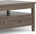 SIMPLIHOME Lev Lift Top Coffee Table - 48 inch Wide Solid Wood Rectangle Living Room Table in Smoky Brown, Transitional Cocktail Table for Family Room with Hidden Storage and Open Shelf