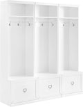 Crosley Furniture Harper 3-Piece Hall Tree Entryway Set with Storage Bench and Coat Rack Hooks for Hanging, White