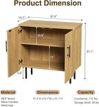 Buffet Cabinet with Storage, Sideboard with 2 Doors, Adjustable Shelf, Fluted Accent Cabinet for Living Room, Modern,Natural