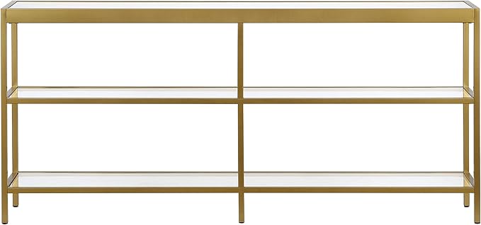 Henn&Hart 64" Wide Rectangular Console Table in Brass, Entryway Table, Accent Table for Living Room, Hallway