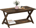 Furinno Modern Simplistic Coffee Table, Rectangle Modern Coffee Table with X-Legs, Criss-Crossed Side Table, for Living Room, Bedroom, Home Office, Amber Pine