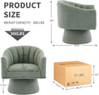 Swivel Accent Chair,Upholstered Teddy 360° Swivel Barrel Chair for Living Room Overstuffed Bouncle Reading Chair Round Armchair for Bedroom,Vanity,Office-Green