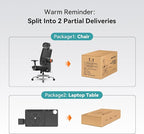 Newtral Ergonomic Office Chair with Fully Adaptive Lumbar Support, 136°Tilt Function, Computer Desk Chair with Soft 4D Armrest, Adjustable Headrest (Upgrade with Laptop Tray, Black)