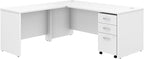 Studio C 72W x 30D L Shaped Desk with Mobile File Cabinet and 42W Return in White