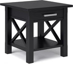 SIMPLIHOME Kitchener SOLID WOOD 21 inch Wide Square Contemporary End Table in Black for the Living Room and Bedroom
