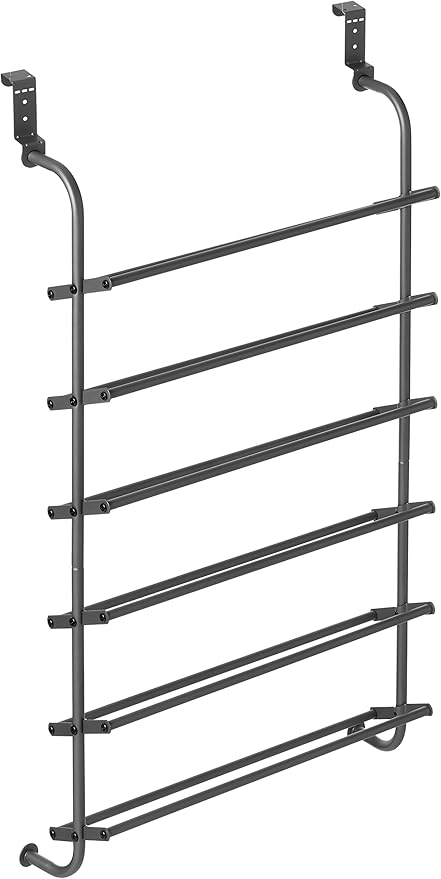 Whitmor 18 Pair Over The Door Shoe Organizer, 6 Tier Heavy Duty Metal Shoe Organizer for Closet, Hanging Shoe Rack for Closet Organizer & Storage, 42" L x 22.7" W x 7.5" H, Gunmetal Gray