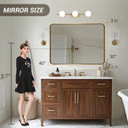 ANDY STAR Bathroom Mirror for Wall, 30x40 Inch Gold Rectangle Mirror for Bathroom with Rounded Corner, Modern Brushed Brass Vanity Rectangular Mirrors with Tube Metal Frame, Wall Mounted