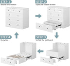 Twin Murphy Bed with Built-in Charging Station, Space-Saving Murphy Bed Chest Twin with Drawer, Foldable, for Home Office Guest Room Bedroom White