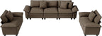 PHI VILLA Cloud Modular Couches Sets, 3 Pieces Large Sectional Sofa Set with Single Sofa, 5-Seater Upholstered Couch for Living Room, Chenille Fabric, Taupe