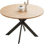 46.4" Round Dining Table Set, Mid Century Modern Round Dining Table for 4-6 Person, Steel Legs, Leisure Coffee Table for Kitchen Dining Room, Save Space
