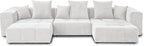 JACH 144.1 Inch U-Shaped Modular Sofa, Mid Century Modern Deep Seat Sectional Couch, 3-Seater Sofas with Chaise Ottomans for Living Room, Cozy Sofas for Apartment, Living Room (Linen Fabric, White)