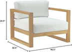 Modway Upland Teak Wood Outdoor Patio 3-Piece Sectional Sofa Set with Cushions in Natural White