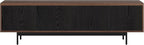 Henn&Hart Rectangular TV Stand for TV's up to 75" in Medium Walnut/Natural Black, for Home, Living Room, Bedroom, Entertainment Room, Office