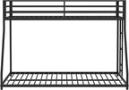 Twin Over Full Bunk Bed for Adults with Stairs Flat Rungs, Metal Bunk Beds Twin Over Full Size for Teens Dorm Bedroom Guest Room,Heavy Duty Bunk Beds with Ladder and Guardrail