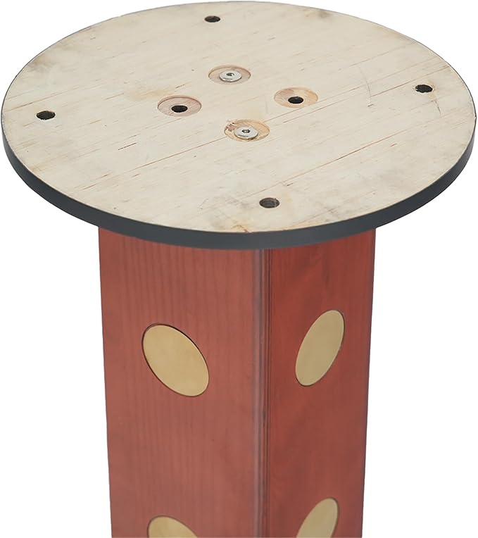 Sintered Stone Office Table - 33.5" Round Table for Small Offices (Red Leg and Black Top, 1 Table Only)