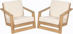 Christopher Knight Home Galio Set of 2 Acacia Wood Lounge Chair Outdoor, Wooden Patio Armchair for Lounging, Patio Furniture Single Sofa Chair Set, Comfy Reading Chair with Cushion, Light Teak+Beige