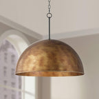Possini Euro Design Julian 24" Rustic Industrial Pendant Ceiling Light Fixture Dining Room Over Table Kitchen Island Foyer Dome Hanging 4-Light Brown Bronze Finish Hallway Entryway Living Room