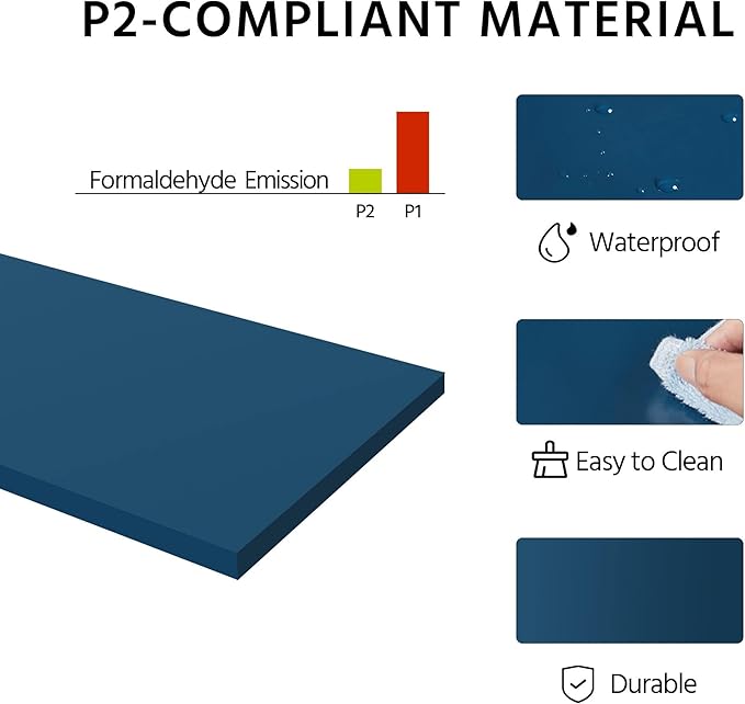 Yaheetech Over The Toilet Storage Cabinet, Free Standing Toilet Rack with Adjustable Shelves and Tempered Glass Doors for Bathroom Washroom, Navy Blue